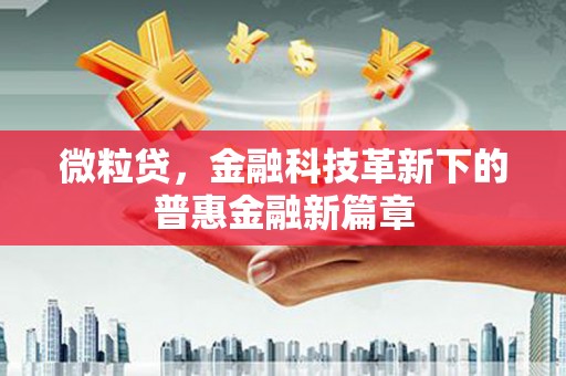 卧龙微粒贷，金融科技革新下的普惠金融新篇章