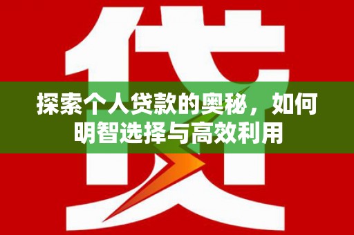 卧龙探索个人贷款的奥秘，如何明智选择与高效利用