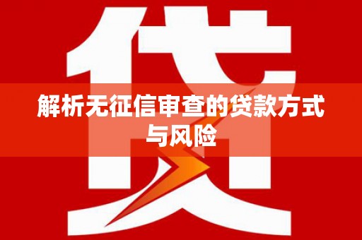 卧龙解析无征信审查的贷款方式与风险